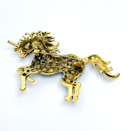 Blue Crystal Unicorn Brooch | Crystal Fantasy Pin