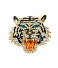 Large Crystal Roaring Tiger Brooch, Sparkly Tiger Head Pin, Crystal Animal Pin, Art Deco Diamonte Pin, Brooches For Women