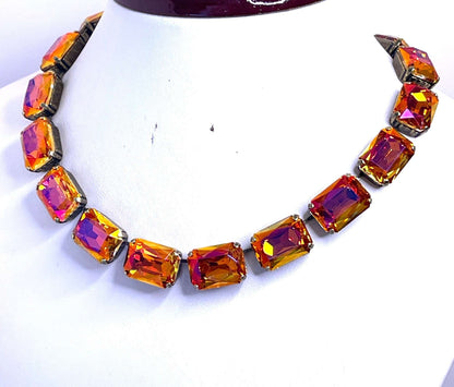 Amethyst Fuschia Georgian Collet Necklaces | Burnt Orange Crystal Choker | Anna Wintour Style