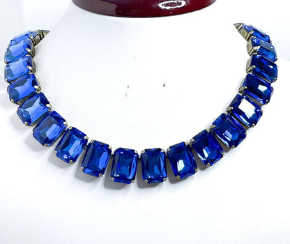 Sapphire Georgian Collet Necklace | Crystal Choker | Anna Wintour Style | Blue Riviere Necklace