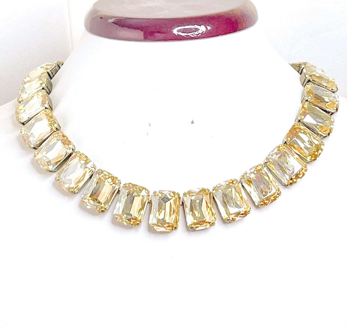 Champagne Crystal Necklace, Wedding Jewellery, Crystal Choker, Statement Necklace, Mariana Style, Necklaces for Women