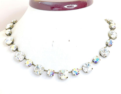 Clear Opal Crystal Georgian Collet Necklace, Austrian Crystal Choker, Riviere Necklace, Wedding Choker, Necklaces for Women