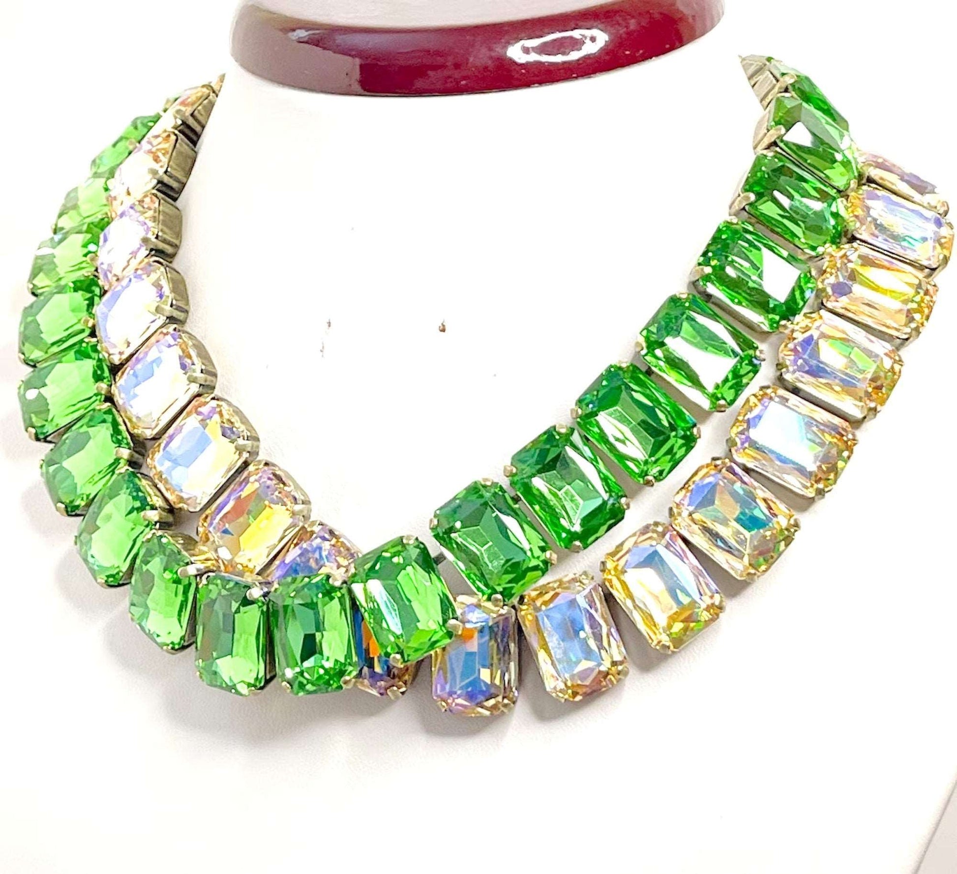 Peridot Georgian Collet Necklaces, Crystal Choker, Anna Wintour Style, Paradise Shine Riviere Necklace, Statement Necklaces for Women