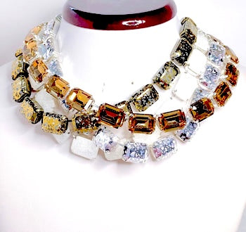 Topaz Georgian Collet Necklaces | Gold Patina Crystal Choker | Anna Wintour Style | Crystal Ice Riviere Necklace
