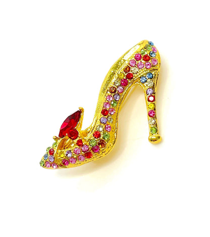 Beautiful Multicolour Stiletto Shoe Brooch, Crystal Shoe Pin, Sparkly Fashion Accessory Pin, Stylish High Heel Pin, Brooches for Women