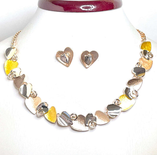 Multicolour Enamel Necklace Set, Modern Style Jewellery, Heart Statement Jewelry, Necklaces for Women