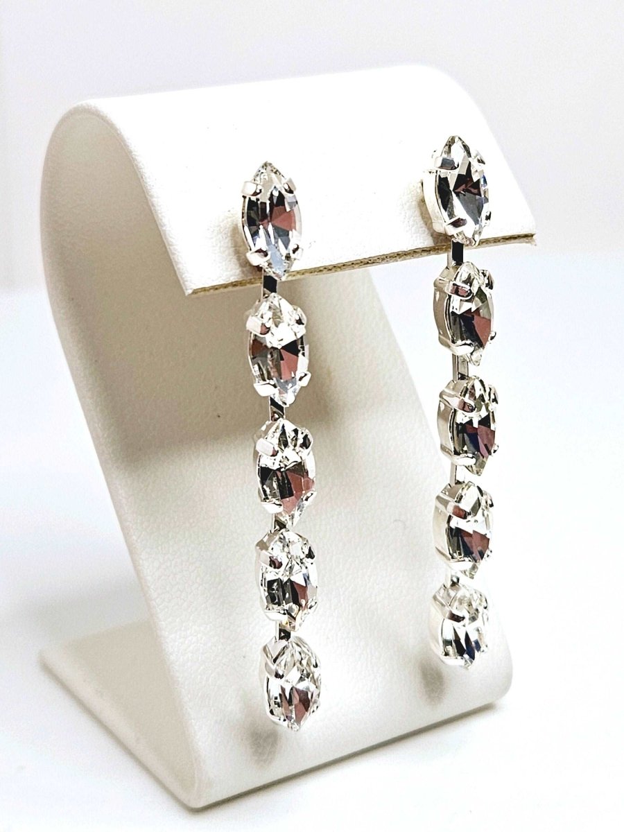 Long Clear Crystal Earrings, Vintage Style, Statement Drops, Wedding Earrings, Mother of the Bride Gift, Earrings For Women