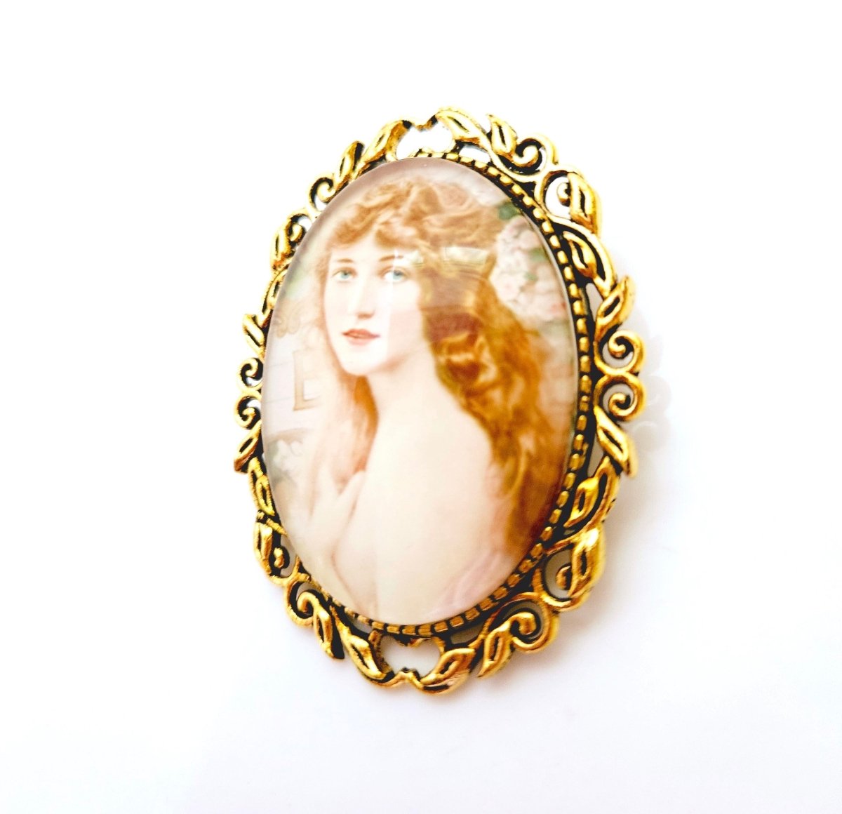 Vintage Style Cameo Brooch, Victorian Lady Portrait Brooch, Gold Plated, Old Style Picture Pin, Stylish Cameo Pin, Brooches For Women