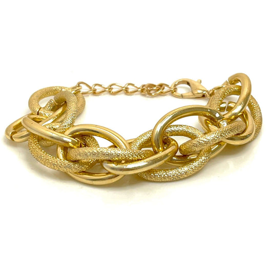 Gold Chunky Chain Bracelet, Oversized Statement Bracelet, Textured Jewellery, Retro Acrylic Jewellery, Bracelets for Women