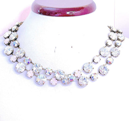 Clear Opal Crystal Georgian Collet Necklace, Austrian Crystal Choker, Riviere Necklace, Wedding Choker, Necklaces for Women