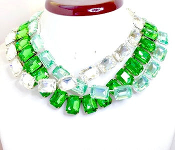 Peridot Green Georgian Collet Necklaces | Crystal Chokers | Anna Wintour Style | Statement Riviere Necklace