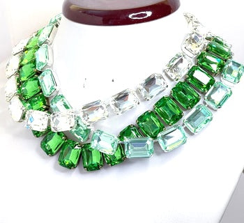 Peridot Green Georgian Collet Necklaces | Crystal Chokers | Anna Wintour Style | Statement Riviere Necklace