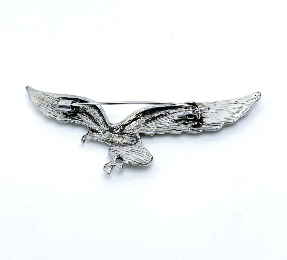 Antique Silver Eagle Brooch, Gothic Brooch, Unisex Jewellery, Vintage Style Bikers Pin, Rockers Pin, Flying Eagle Pin