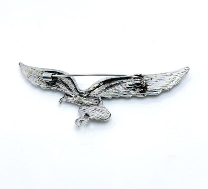 Antique Silver Eagle Brooch, Gothic Brooch, Unisex Jewellery, Vintage Style Bikers Pin, Rockers Pin, Flying Eagle Pin