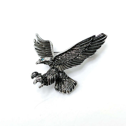 Antique Silver Swooping Eagle Brooch, Gothic Brooch, Unisex Jewellery, Vintage Style Bikers Pin, Rockers Pin, Flying Eagle Pin