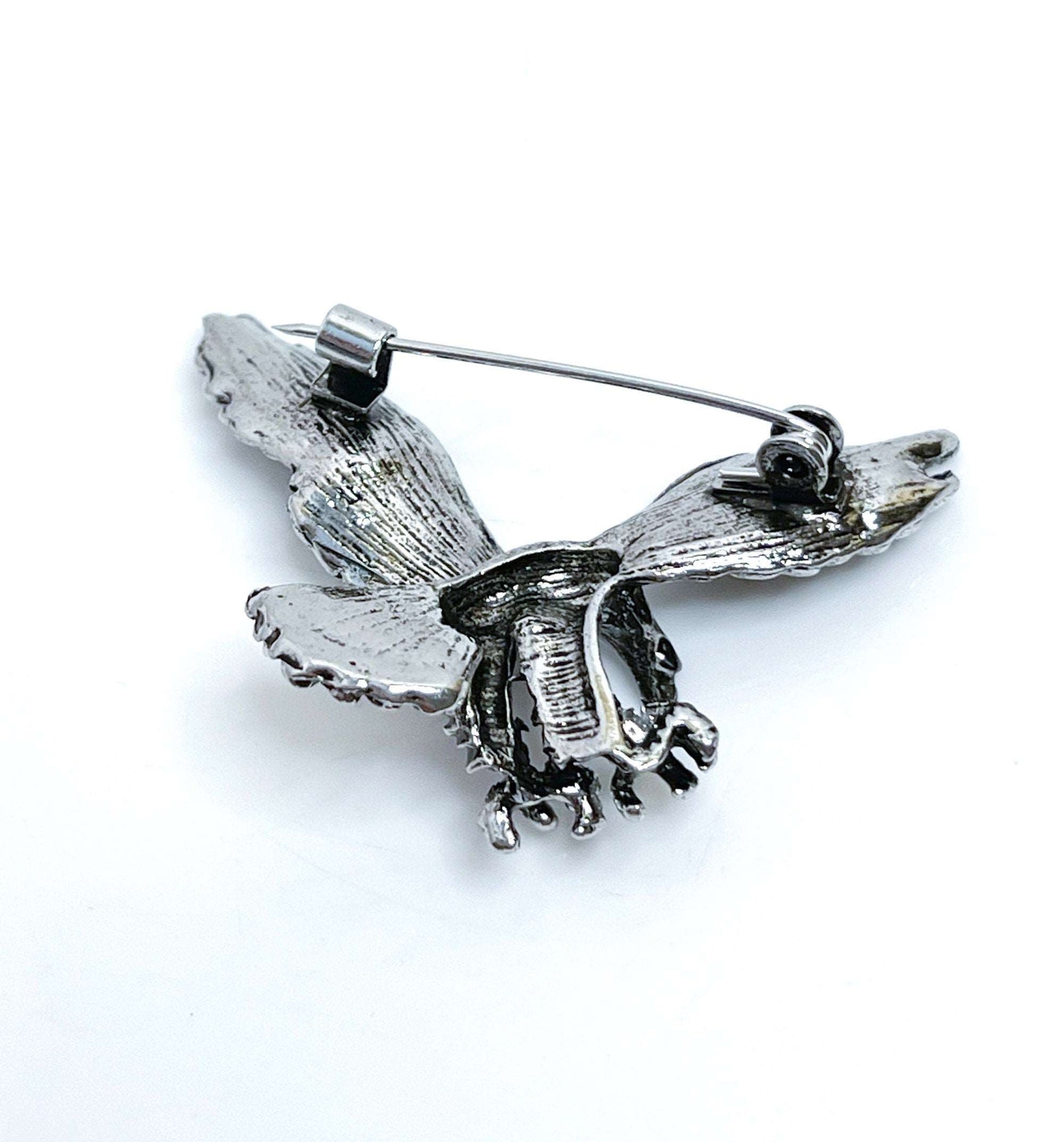 Antique Silver Swooping Eagle Brooch, Gothic Brooch, Unisex Jewellery, Vintage Style Bikers Pin, Rockers Pin, Flying Eagle Pin