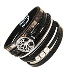 Black Wide Multi Strand Bracelet, Tree of Life Chunky Statement Bracelet, Mixed Material Bracelet, Boho Beaded Bracelets for Women