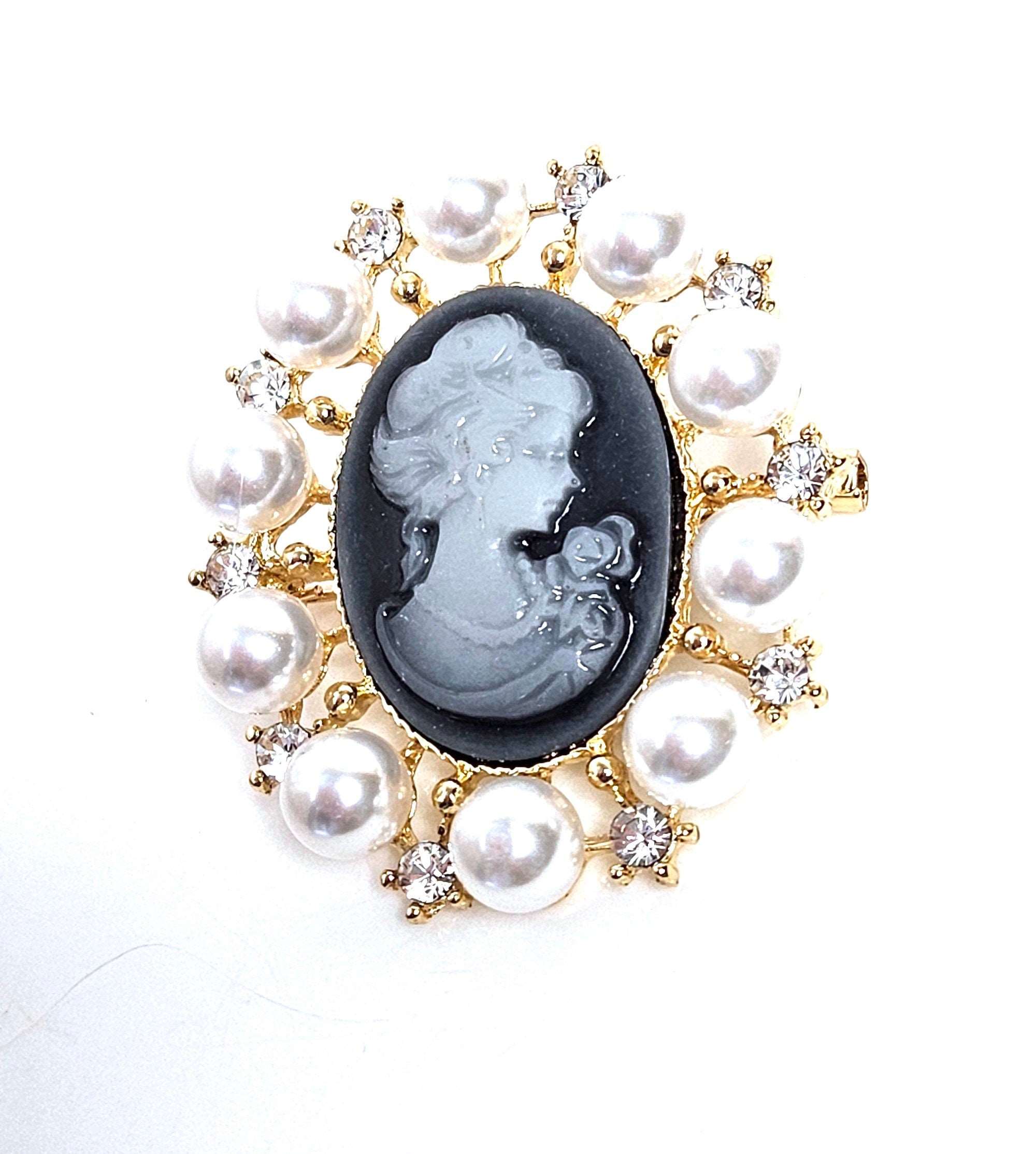 Cameo Brooch. on sale blue pearl brooch, Victorian Jewelry