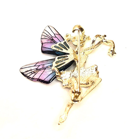 Beautiful Fairy Butterfly Brooch with Rainbow Wings, Fantasy Lovers Gift, Butterfly Crystal Jewelry, Stylish Fairy Pin, Brooches For Women