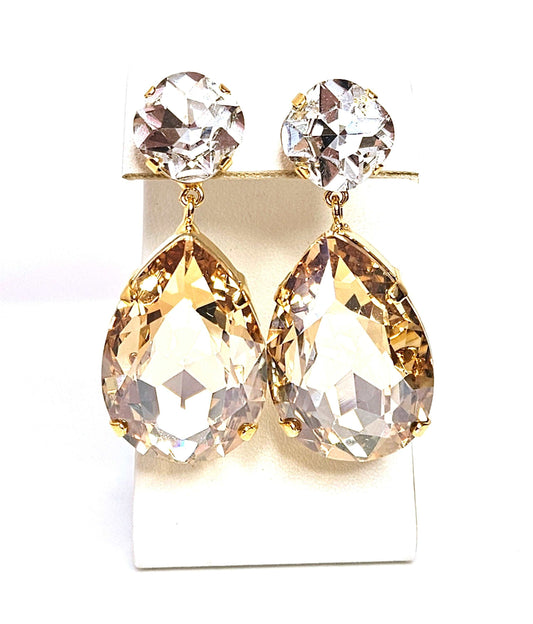 Gold Peardrop Crystal Earrings, Vintage Style, Golden Shadow Statement Drops, Wedding Earrings, Mother of the Bride Gift, Earrings For Women