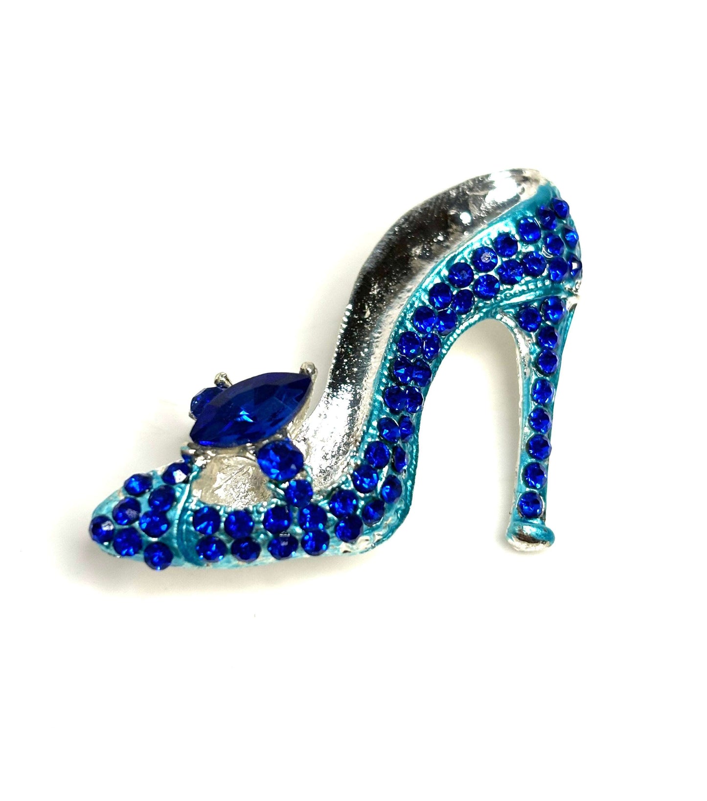 Blue Crystal Stiletto Shoe Brooch, Sapphire Crystal Shoe, Sparkly Fashion Accessory Pin, Stylish High Heel Pin, Brooches for Women