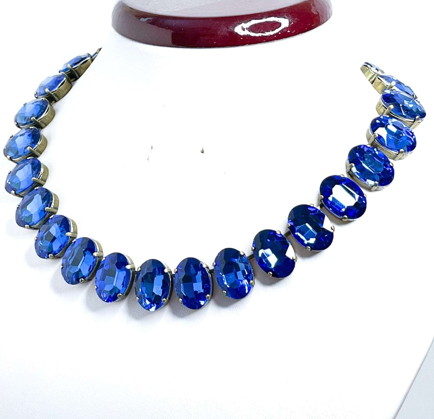 Anna Wintour Necklace, Sapphire Georgian Collet Choker, Crystal Choker, Blue Riviere Necklace, Statement Choker, Necklaces for Women