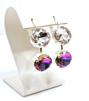 Rainbow Clear Crystal Earrings | Vitrail Medium Clear Dangles | Statement Earrings For Women