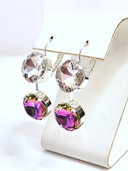 Rainbow Clear Crystal Earrings | Vitrail Medium Clear Dangles | Statement Earrings For Women