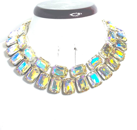 Clear AB Georgian Collet Necklaces | Anna Wintour Style | Paradise Shine Crystal Chokers | Riviere Statement Necklaces