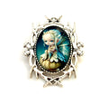 Lovely Elf Fairy Brooch, Silver Tone, Fantasy Woodland Pin, Cabochon Picture Jewellery, Oval Jacket Pin, Brooches for Women