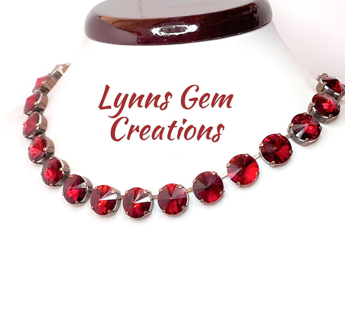 Anna Wintour Style Necklaces, Sapphire Crystal Necklace, Red Georgian Collet, Statement Rhinestone Choker, Riviere Necklace