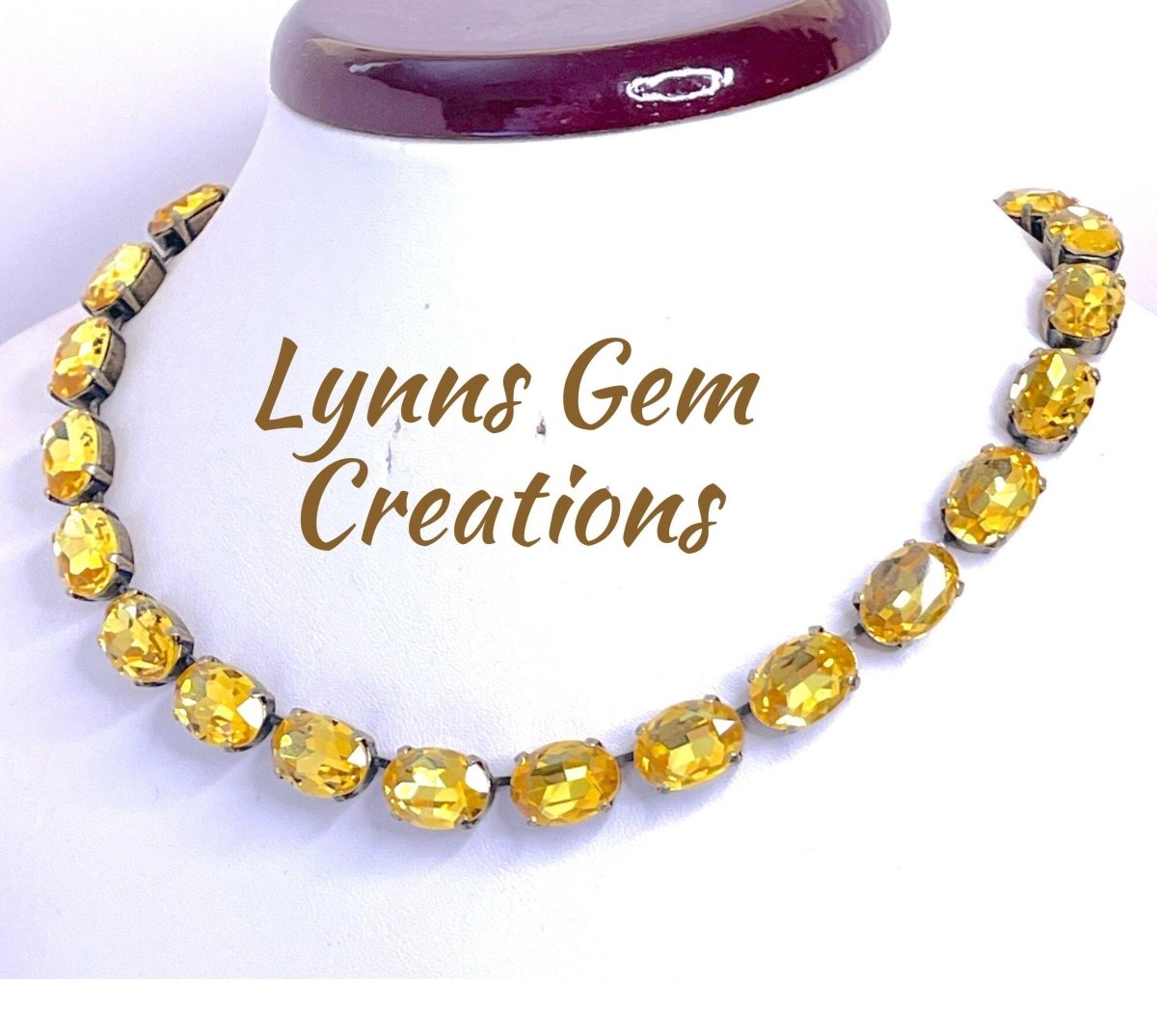 Topaz Copper Yellow Georgian Collet Necklaces| Anna Wintour Style