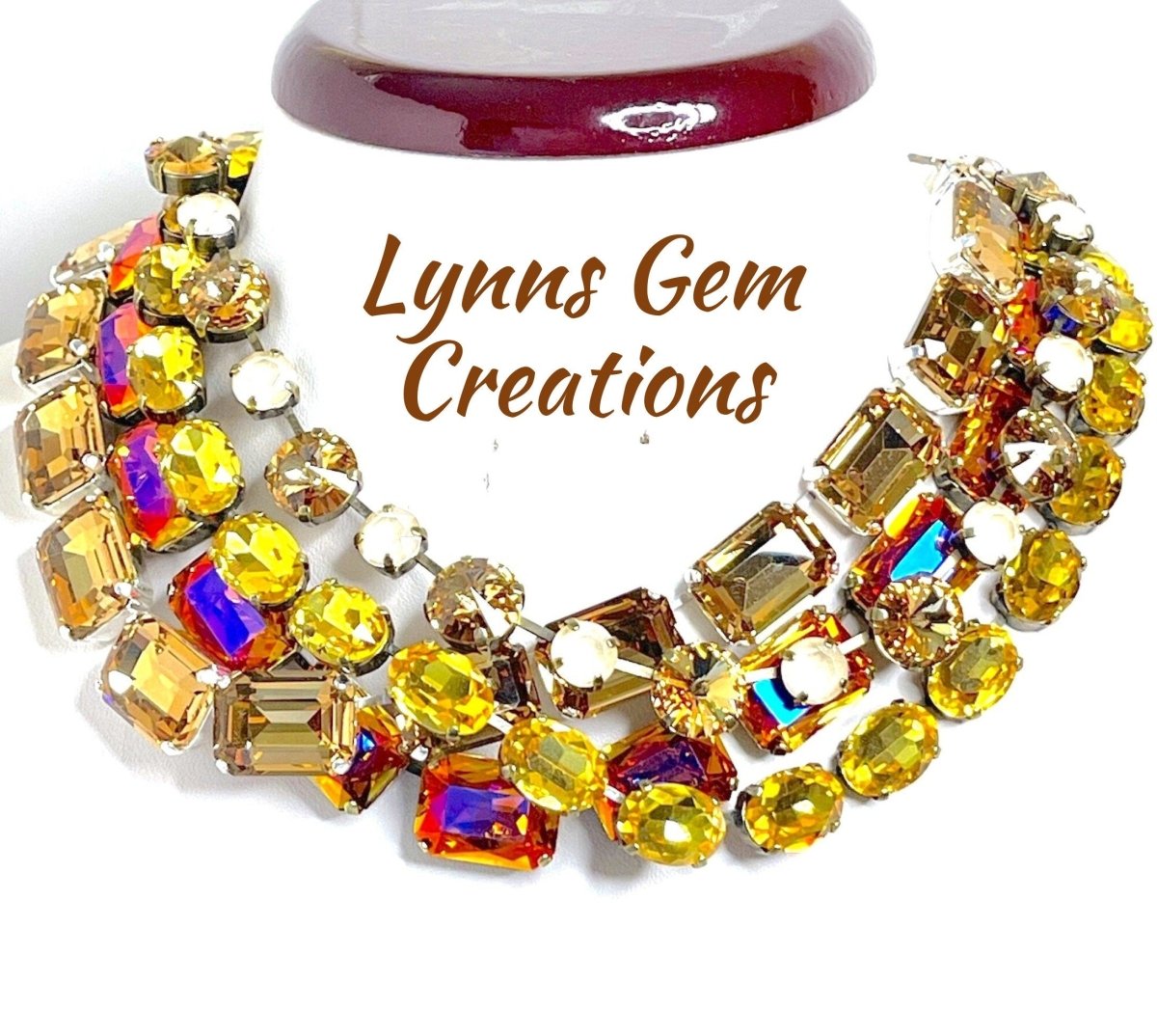 Topaz Copper Yellow Georgian Collet Necklaces| Anna Wintour Style