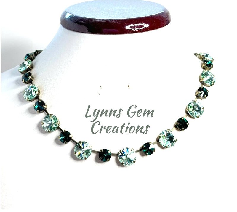 Emerald Chrysolite Georgian Collet Necklace | Austrian Crystal Choker | Anna Wintour Style
