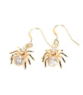 Dainty Gold Spider Earrings | CZ Crystal Gothic Dangles