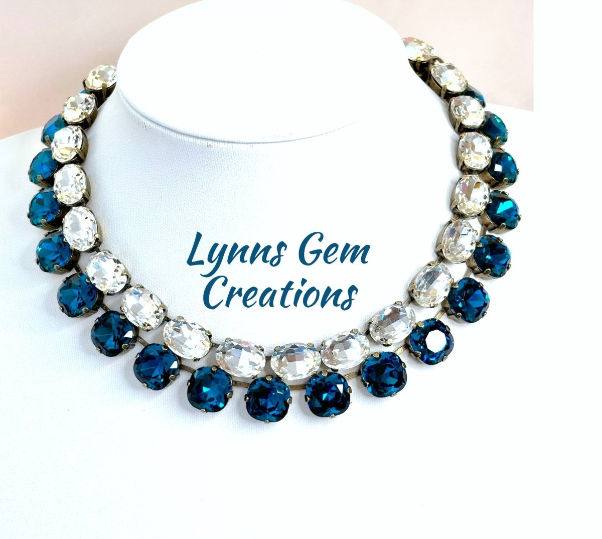 Blue Zircon Clear Anna Wintour Style Necklaces | Georgian Collet Crystal Choker