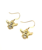 Gold Plated Bumble Bee Earrings | Black CZ Crystal Dangles