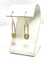 Gold Plated CZ Crystal Safety Pin Earrings