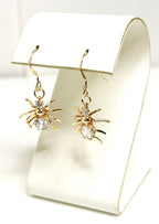 Dainty Gold Spider Earrings | CZ Crystal Gothic Dangles