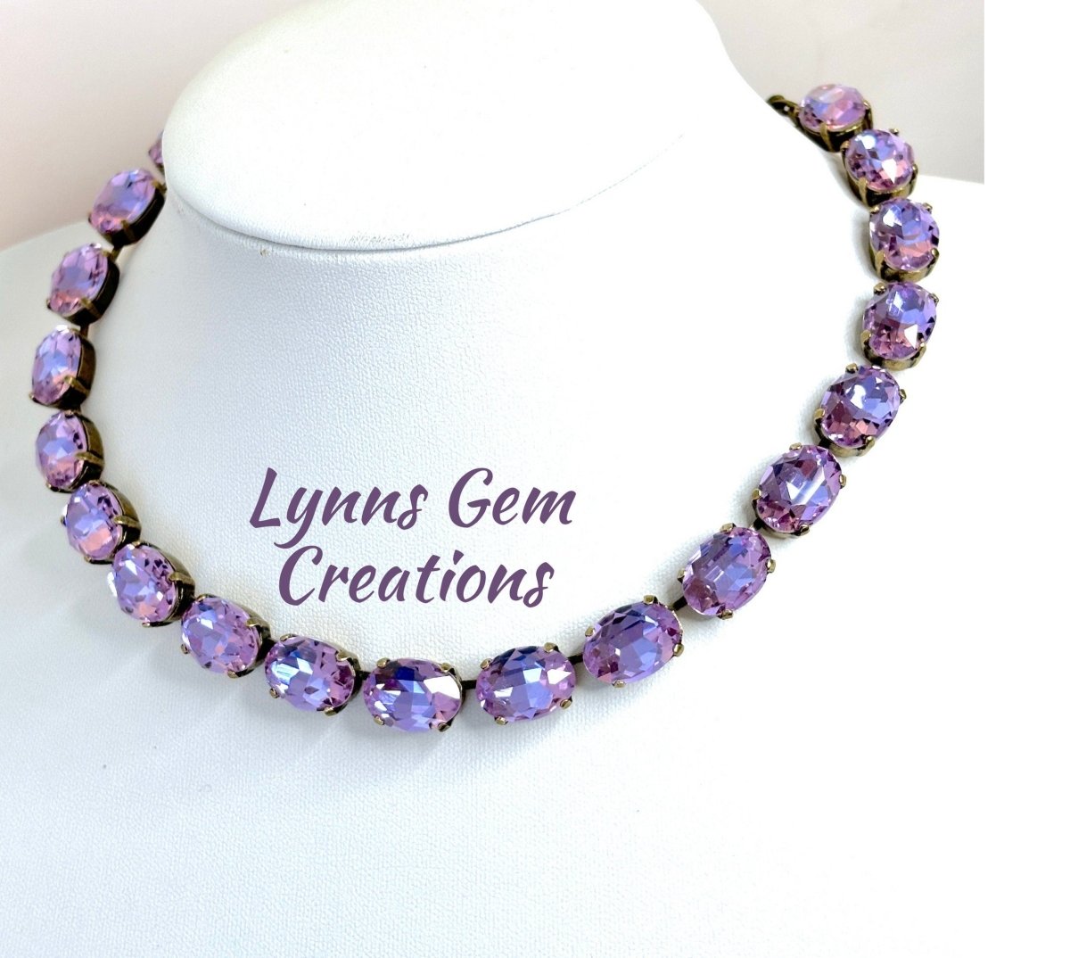 Violet Amethyst Georgian Collet Necklaces, Premium Oval Crystal, Anna Wintour Style, Clear Riviere, Statement Necklace, Necklaces for Women
