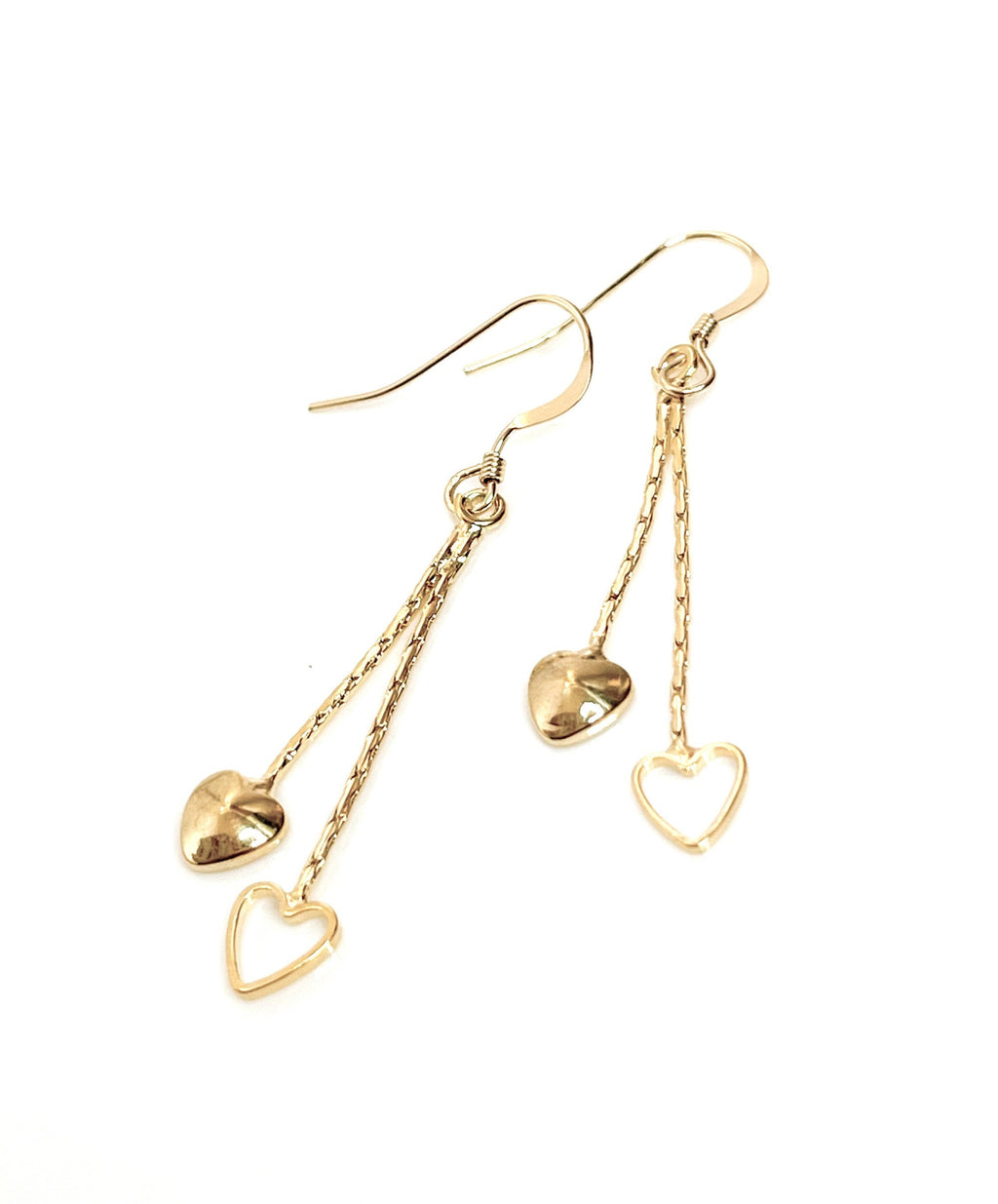 Gold Heart Tassel Earrings | 14kt Gold Filled Wires