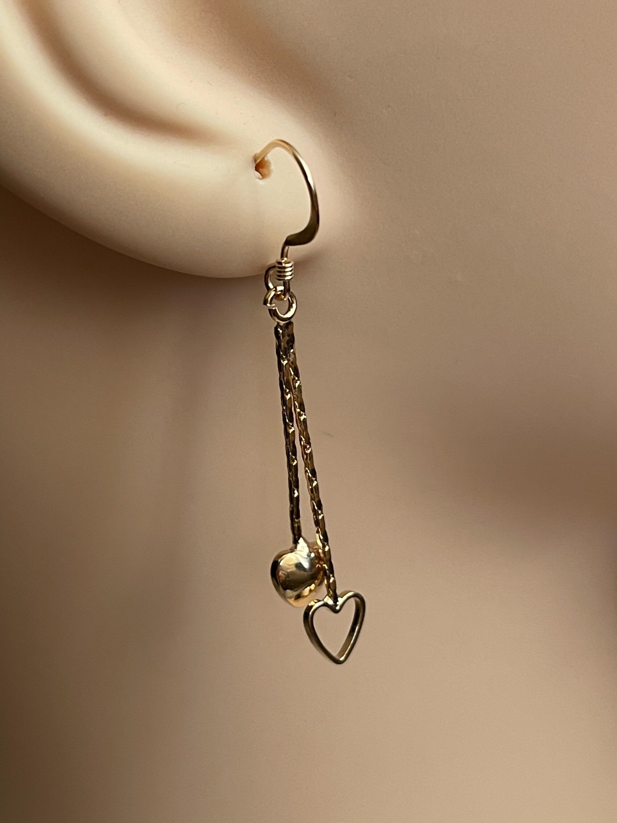 Gold Heart Tassel Earrings | 14kt Gold Filled Wires