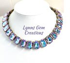 Purple Blue Georgian Collet Crystal Choker | Anna Wintour Style Riviere Necklace