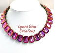 Pink Peach Blue Rainbow Georgian Collet Necklaces | Crystal Chokers | Anna Wintour Style