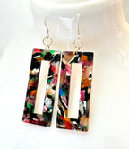 Multicolour Tortoise Shell Earrings, Acrylic Rectangle Drops, Geometric Resin Earrings, Modern Jewellery, Earrings for women, Gift for Her