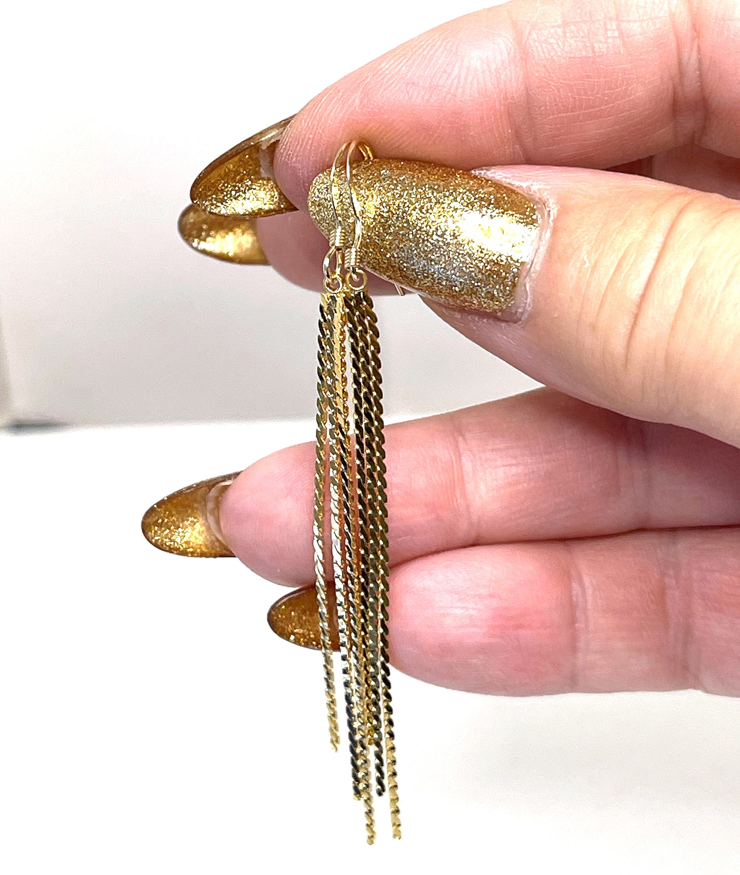 Long Multi-ChainTassel Earrings