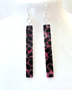 Pink & Black Tortoise Shell Acrylic Earrings: Sterling Silver Drops