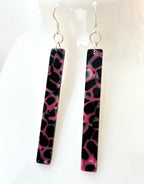 Pink & Black Tortoise Shell Acrylic Earrings: Sterling Silver Drops