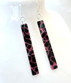 Pink & Black Tortoise Shell Acrylic Earrings: Sterling Silver Drops