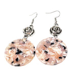 Tortoise Shell Acrylic Earrings: Sterling Silver Rose, Modern Statement Drops